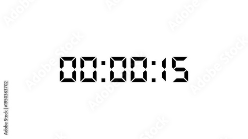 Digital Countdown White Alarm Clock Timekeeper - Animated Stopwatch Countdown 0 minutes to 3 minutes Fast Motion Overlay Watch Chronometer Animation