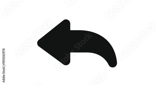 A simple solid black arrow pointing to the left a common graphical element signifying direction or movement high quality