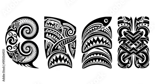 Maori Tribal Tattoo Designs: Armband, Shoulder, and Leg Sleeve Patterns
