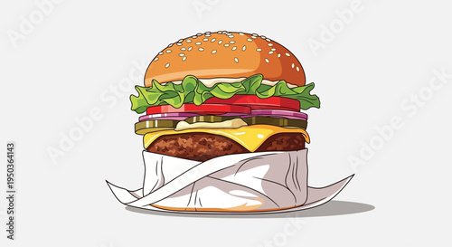 Juicy Cheeseburger with Fresh Toppings, Fast Food Icon, Studio Shot