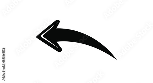 A minimalist depiction of a bold black arrow pointing upwards and to the left signifying direction high quality professional