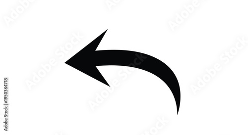 A stark black arrow points sharply to the left displaying a curved dynamic directional symbol high quality professional detailed