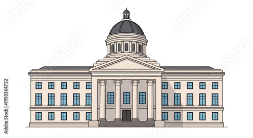 Classical Government Building with Dome and Columns, Government Architecture