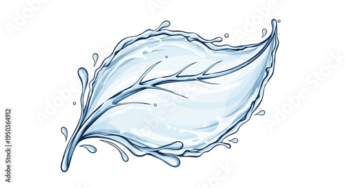 Water Splash Leaf Shape - Freshness and Nature Concept