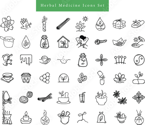 Herbal Medicine Icons Set