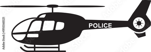 Police helicopter silhouette with rotors and tail rotor