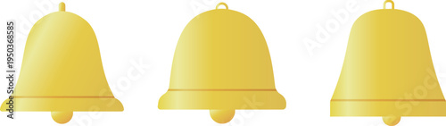 光が当たる黄色の立体なベルマークの素材セット