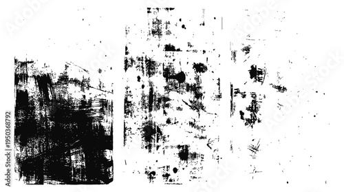 Grunge overlay vector grainy letterpress textures. Imprint texture grungy set. Rolled ink pressed texture. Screen print clean overlay pattern .Fine dust pattern texture. Distressed mask overlay.
