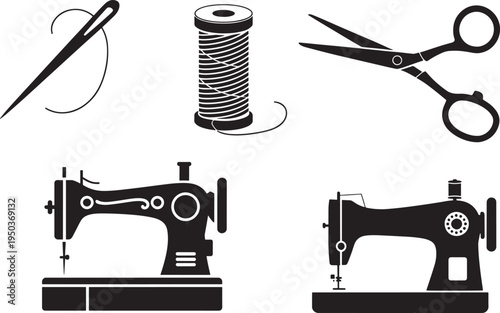 sewing tools and machines icons