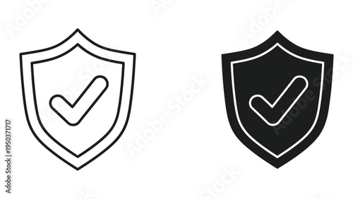 Shield with Check Mark Icon Set: Security, Safety, Protection, Approval, Verification