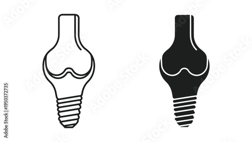 Knee Joint and Light Bulb Icon Combination Symbolizing Medical Innovation or Health Ideas
