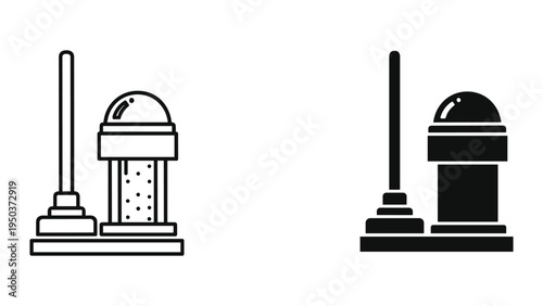 Salt and Pepper Shaker Icons: Line Art and Solid Black Styles