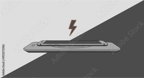 Modern smartphone wirelessly charging on a sleek pad, illustrating convenient and cable-free power solutions for contemporary devices.