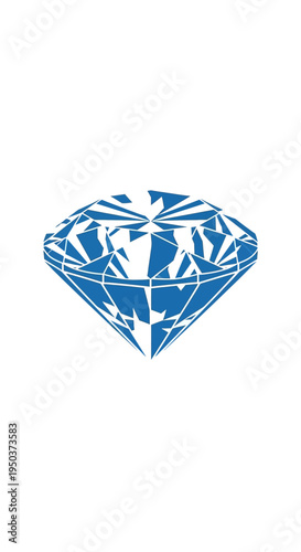 Brilliant Blue Diamond Gemstone, Faceted Jewel, Luxury Symbol, Abstract Geometric Design