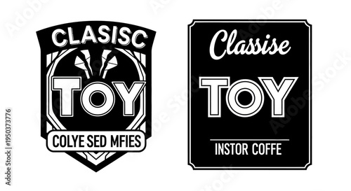 Vintage Toy Store Logos: Clasisc Toy & Instor Coffe Emblem