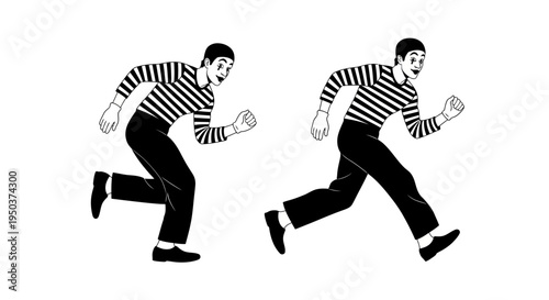 Man Running Fast in Black and White, Motion Blur Effect, Dynamic Movement
