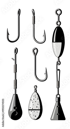 Fishing Hooks and Weights Assortment, Tackle Gear for Angling