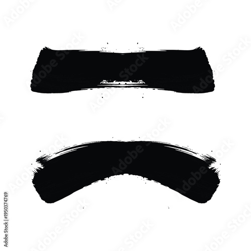 Black silhouette of two unidentified objects on white background