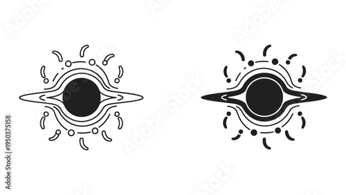 Black Hole Icon Set - Abstract Space Phenomena & Cosmic Event Symbols