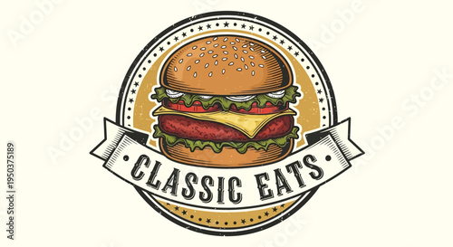 Classic Eats A Retro Burger Logo for a Burger Restaurant or Diner with a Vintage Vibe