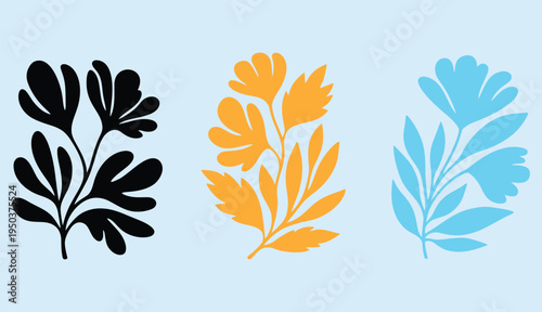 Flower print poster set. Hand drawn design for wallpaper, wall decor, print, postcard, cover, template, banner.
