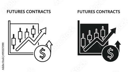 Futures Contracts Trading Chart with Upward Trend and Dollar Symbol - Financial Growth Icons
