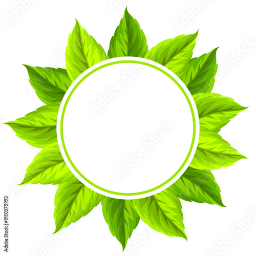 Card with leaves. Spring or summer stylized foliage.
