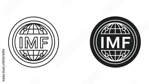 IMF International Monetary Fund Logo Symbol Vector Illustration - Black and White Line Art and Silhouette