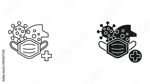 COVID-19 Pandemic Protection: Virus, Face Mask, Hospital, Health Cross Icons
