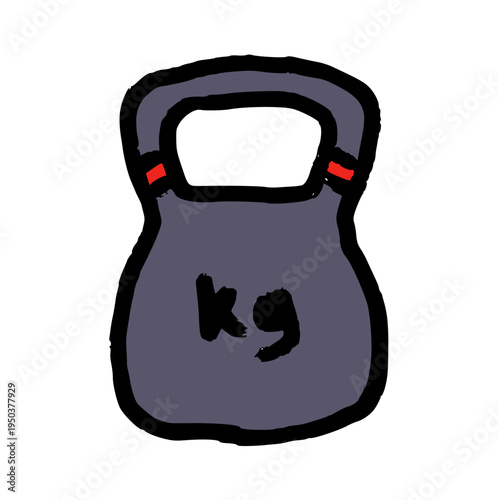 kettlebell for weightlifting, hand drawn crayon wax crayons style rough texture doodle fitness element perfect for gym, strength training, workout, or exercise concept