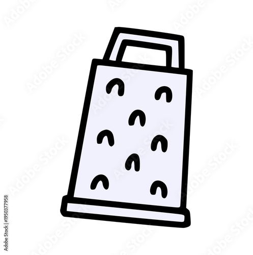 box cheese grater, hand drawn crayon style, wax crayons rough texture doodle kitchen utensil perfect for cooking, grating, or food preparation concept
