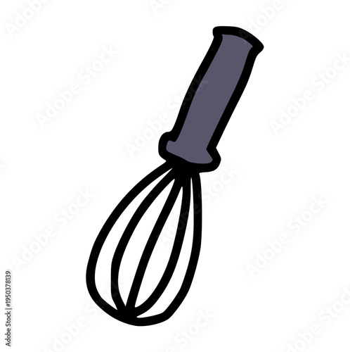 Matcha whisk icon, hand drawn doodle style kitchen tool for tea ceremony, mixing green tea, and traditional drink concept