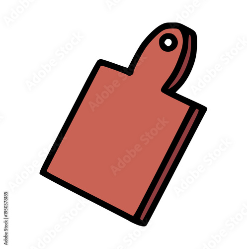 Wooden cutting board, hand drawn doodle style kitchen utensil element for cooking, food preparation, and chopping board concept