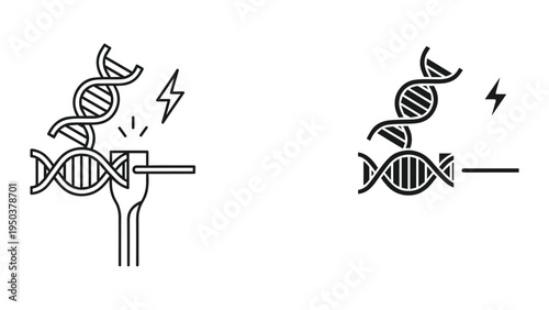 DNA editing icons: genetic modification, biotechnology, gene therapy, CRISPR technology