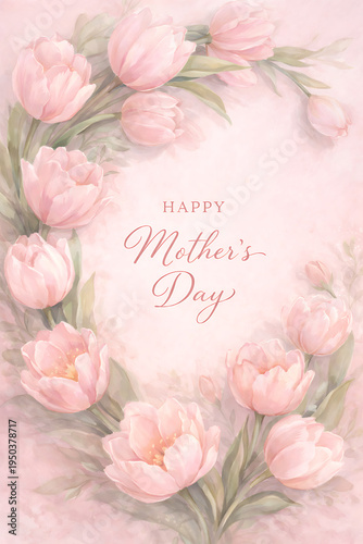 Soft Floral Happy Mother’s Day Pink Background Card