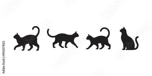 Cat vector logo kitten calico icon symbol illustration doodle silhouette isolated black pets