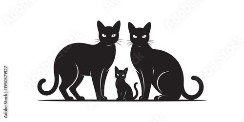 Cat vector icon kitten calico symbol illustration doodle silhouette isolated black pets animal