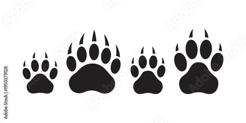 Paw vector foot print dog puppy icon symbol illustration doodle silhouette isolated black pets