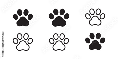 Paw vector foot print dog puppy icon symbol illustration doodle silhouette isolated black pets