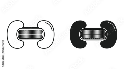 Modern Minimalist Icon of a Hair Epilator and Stylized Kidney Shapes, Line Art and Solid Silhouette