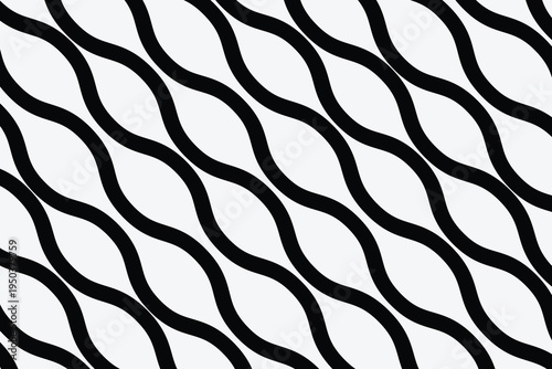 Seamless black and white wavy line pattern vector background for modern graphic design, abstract texture, digital art, web, and print projects