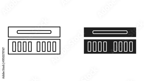 Set of Abstract Geometric Shapes: Line Art and Solid Black Icons