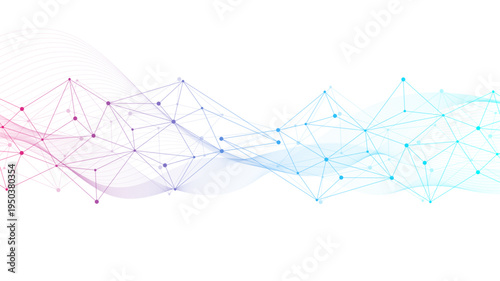 Abstract vector network connection background. Digital technology dots and lines connection concept for science, data, ai, futuristic background. Molecular plexus design.