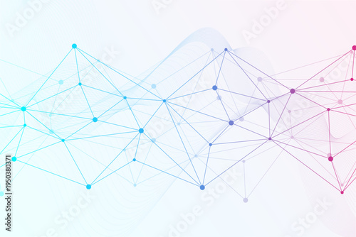 Global network connection website header or banner design. Abstract background with connecting dots and lines. Global business. Social network communication. Internet technology. Vector illustration