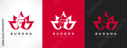 Buddha and lotus flower logo vector design