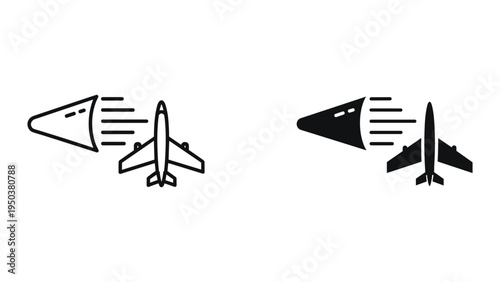 Airplane Vector Icons: Outline and Solid Style - Travel, Aviation, and Speed Concepts