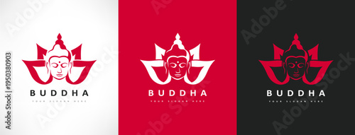 Buddha and lotus flower logo vector design