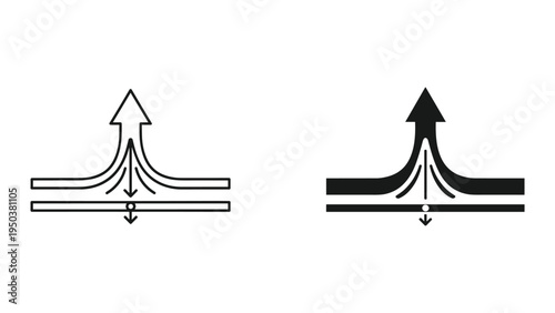 Flow Separation and Reattachment Diagram: Abstract Representation of Fluid Dynamics and Aerodynamics