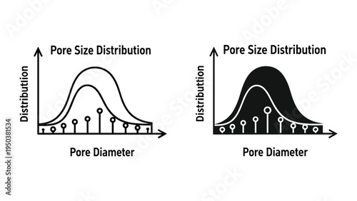 Pore Size Distribution Graphs Showing Distribution vs. Pore Diameter with Different Peaks