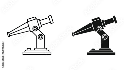 Robotic Arm Icons: Line Art and Silhouette of Industrial Robot Manipulator
